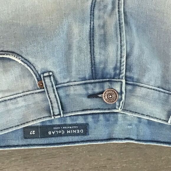 Denim Collab Distressed Light Blue Denim Shorts - Picture 3 of 3